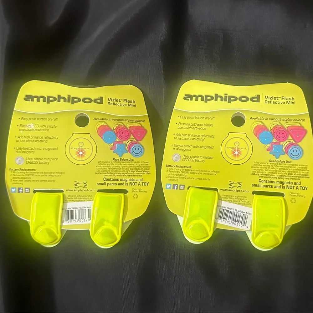 Amphipod Flashing LED Clip-on Magnetic Reflectors 2 Sets of 2 packs